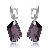 Natural Colourful Gemstone Special-shaped Silver Drop Earrings for Women